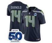 Men's Seattle Seahawks #14 Sam Darnold Navy 2025 F.U.S.E. 50th Anniversary Patch Vapor Limited Football Stitched Jersey