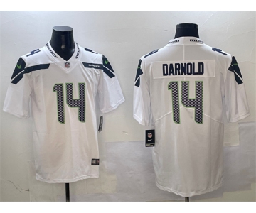 Men's Seattle Seahawks #14 Sam Darnold White 2025 Vapor Limited Football Stitched Jersey