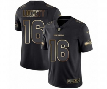 Men's Seattle Seahawks #16 Tyler Lockett Black Gold Vapor Untouchable Limited Football Jersey