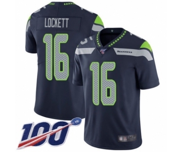 Men's Seattle Seahawks #16 Tyler Lockett Navy Blue Team Color Vapor Untouchable Limited Player 100th Season Football Jersey
