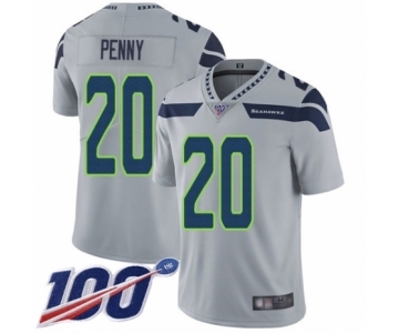 Men's Seattle Seahawks #20 Rashaad Penny Grey Alternate Vapor Untouchable Limited Player 100th Season Football Jersey