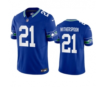 Men's Seattle Seahawks #21 Artie Burns Royal 2023 F.U.S.E. Vapor Limited Throwback Stitched Jersey