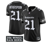 Men's Seattle Seahawks #21 Devon Witherspoon Black 2025 F.U.S.E. 'Gothic Rain City Shadows Edition' Vapor Limited Football Stitched Jersey