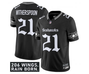Men's Seattle Seahawks #21 Devon Witherspoon Black 2025 F.U.S.E. 'Gothic Rain City Shadows Edition' Vapor Limited Football Stitched Jersey