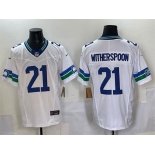 Men's Seattle Seahawks #21 Devon Witherspoon White F.U.S.E. Throwback Vapor Limited Football Stitched Jersey