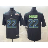 Men's Seattle Seahawks #22 Rashid Shaheed Black 2025 Super Bowl LX Patch Carbon Fashion Vapor Untouchable Limited Stitched Football Jersey