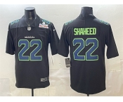 Men's Seattle Seahawks #22 Rashid Shaheed Black 2025 Super Bowl LX Patch Carbon Fashion Vapor Untouchable Limited Stitched Football Jersey
