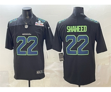 Men's Seattle Seahawks #22 Rashid Shaheed Black 2025 Super Bowl LX Patch Carbon Fashion Vapor Untouchable Limited Stitched Football Jersey