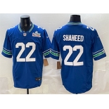 Men's Seattle Seahawks #22 Rashid Shaheed Royal 2025 F.U.S.E. Super Bowl LX Patch Vapor Throwback Limited Football Stitched Jersey