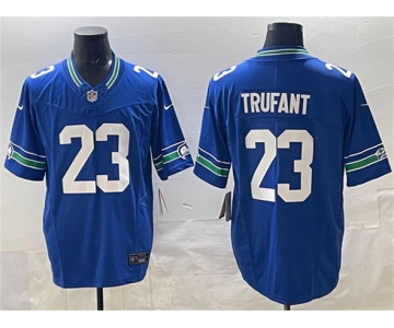 Men's Seattle Seahawks #23 Marcus Trufant Royal 2024 F.U.S.E. Throwback Vapor Limited Football Stitched Jersey