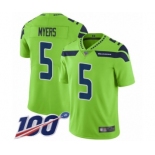 Men's Seattle Seahawks #5 Jason Myers Limited Green Rush Vapor Untouchable 100th Season Football Jersey