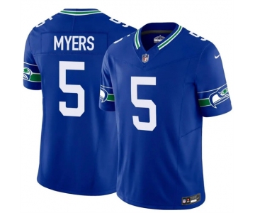 Men's Seattle Seahawks #5 Jason Myers Royal 2025 F.U.S.E Throwback Vapor Limited Stitched Football Jersey