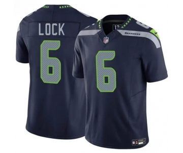 Men's Seattle Seahawks #6 Drew Lock Navy 2025 F.U.S.E. Vapor Limited Football Stitched Jersey