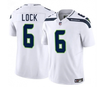 Men's Seattle Seahawks #6 Drew Lock White 2025 F.U.S.E. Vapor Limited Football Stitched Jersey