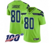 Men's Seattle Seahawks #80 Steve Largent Limited Green Rush Vapor Untouchable 100th Season Football Jersey
