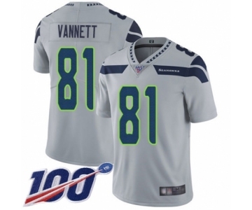 Men's Seattle Seahawks #81 Nick Vannett Grey Alternate Vapor Untouchable Limited Player 100th Season Football Jersey