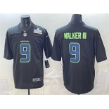 Men's Seattle Seahawks #9 Kenneth Walker III Black 2025 Super Bowl LX Patch Carbon Fashion Vapor Untouchable Limited Stitched Football Jersey