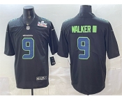 Men's Seattle Seahawks #9 Kenneth Walker III Black 2025 Super Bowl LX Patch Carbon Fashion Vapor Untouchable Limited Stitched Football Jersey Men's Seattle Seahawks #9 Kenneth Walker III Black 2025 Super Bowl LX Patch Carbon Fashion Vapor Untouchable Limited Stitched Football Jersey