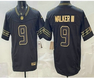 Men's Seattle Seahawks #9 Kenneth Walker III Black Gold FUSE Vapor Limited Stitched Jersey