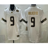 Men's Seattle Seahawks #9 Kenneth Walker III White Gold FUSE 50th Season Patch Vapor Limited Stitched Jersey