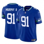 Men's Seattle Seahawks #91 Byron Murphy II Royal 2024 Draft F.U.S.E Throwback Vapor Limited Football Stitched Jersey