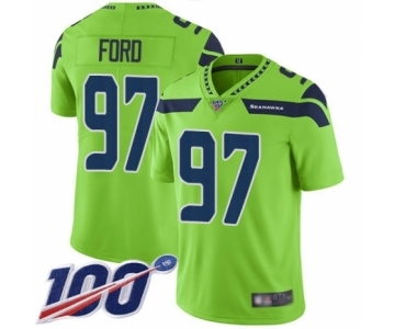 Men's Seattle Seahawks #97 Poona Ford Limited Green Rush Vapor Untouchable 100th Season Football Jersey