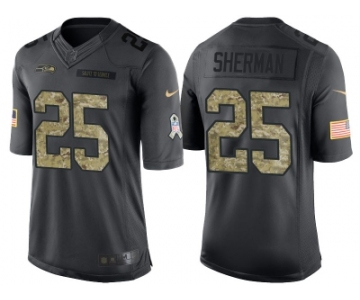 Nike Seattle Seahawks #25 Richard Sherman Men's Stitched Black NFL Salute to Service Limited Jerseys