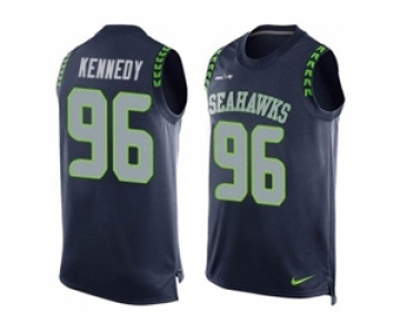 Nike Seattle Seahawks #96 Cortez Kennedy Steel Blue Team Color Men's Stitched NFL Limited Tank Top Jersey