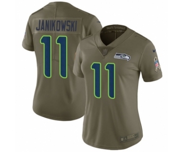 Women's Nike Seattle Seahawks #11 Sebastian Janikowski Limited Olive 2017 Salute to Service NFL Jersey