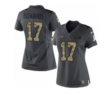 Women's Nike Seattle Seahawks #17 Braylon Edwards Limited Black 2016 Salute to Service NFL Jersey