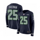 Women's Nike Seattle Seahawks #25 Richard Sherman Limited Navy Blue Therma Long Sleeve NFL Jersey