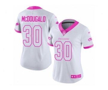 Women's Nike Seattle Seahawks #30 Bradley McDougald Limited White Pink Rush Fashion NFL Jersey