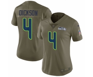 Women's Nike Seattle Seahawks #4 Michael Dickson Limited Olive 2017 Salute to Service NFL Jersey