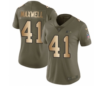 Women's Nike Seattle Seahawks #41 Byron Maxwell Limited Olive Gold 2017 Salute to Service NFL Jersey