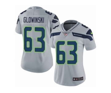Women's Nike Seattle Seahawks #63 Mark Glowinski Vapor Untouchable Limited Grey Alternate NFL Jersey