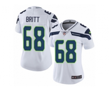 Women's Nike Seattle Seahawks #68 Justin Britt Vapor Untouchable Limited White NFL Jersey