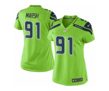 Women's Nike Seattle Seahawks #91 Cassius Marsh Limited Green Rush NFL Jersey