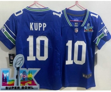 Women's Seattle Seahawks #10 Cooper Kupp Limited Blue Super Bowl LX Vapor Vapor Jersey