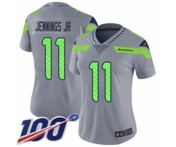 Women's Seattle Seahawks #11 Gary Jennings Jr. Limited Silver Inverted Legend 100th Season Football Jersey
