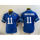 Women's Seattle Seahawks #11 Jaxon Smith-Njigba Royal 2024 F.U.S.E 50th Anniversary Patch Throwback Vapor Limited Stitched Football Jersey Women's Seattle Seahawks #11 Jaxon Smith-Njigba Royal 2024 F.U.S.E 50th Anniversary Patch Throwback Vapor Limited Stitched Football Jersey