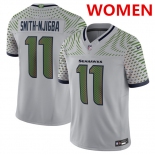 Women's Seattle Seahawks #11 jaxon smith-njigba grey 2025 f.u.s.e. “rivalries” vapor limited football stitched jersey
