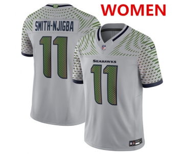 Women's Seattle Seahawks #11 jaxon smith-njigba grey 2025 f.u.s.e. “rivalries” vapor limited football stitched jersey