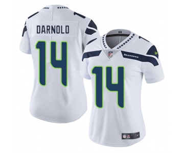 Women's Seattle Seahawks #14 Sam Darnold White 2025 Vapor Limited Football Stitched Jersey