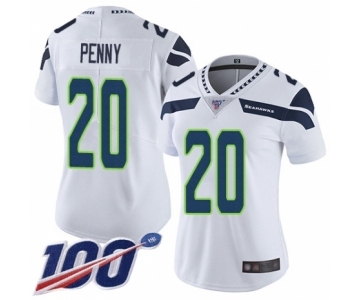Women's Seattle Seahawks #20 Rashaad Penny White Vapor Untouchable Limited Player 100th Season Football Jersey