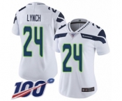Women's Seattle Seahawks #24 Marshawn Lynch White Vapor Untouchable Limited Player 100th Season Football Jersey