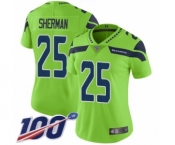 Women's Seattle Seahawks #25 Richard Sherman Limited Green Rush Vapor Untouchable 100th Season Football Jersey