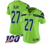 Women's Seattle Seahawks #27 Marquise Blair Limited Green Rush Vapor Untouchable 100th Season Football Jersey