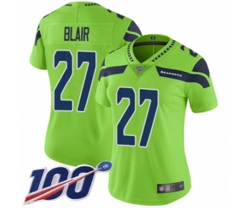Women's Seattle Seahawks #27 Marquise Blair Limited Green Rush Vapor Untouchable 100th Season Football Jersey
