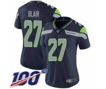 Women's Seattle Seahawks #27 Marquise Blair Navy Blue Team Color Vapor Untouchable Limited Player 100th Season Football Jersey