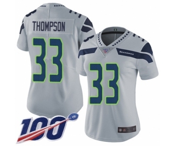 Women's Seattle Seahawks #33 Tedric Thompson Grey Alternate Vapor Untouchable Limited Player 100th Season Football Jersey